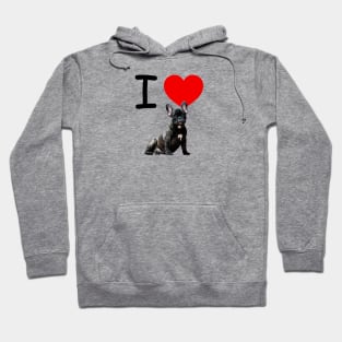 I HEART BLACK FRENCH BULLDOG Hoodie